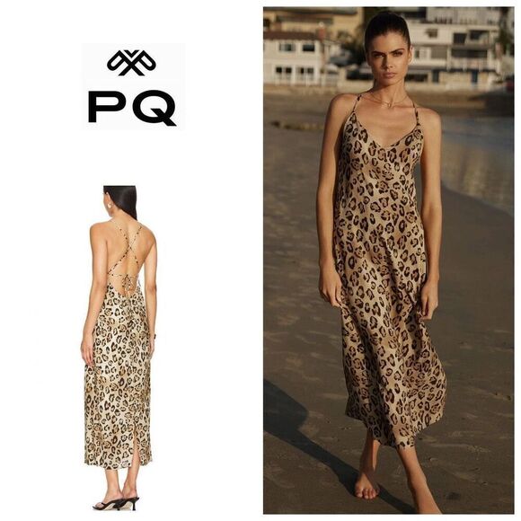 New. PQ leopard midi dress/coverup. M/L. Retails 154 - Picture 1 of 10